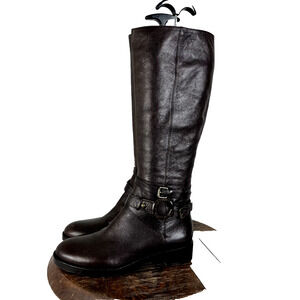 Via Spiga Boots Womens 6.5M Sheldon Tall Riding Leather Zip Buckle Detail